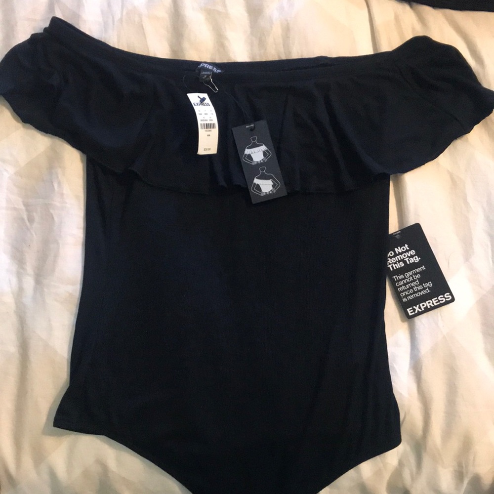NWT Express black off the should bodysuit